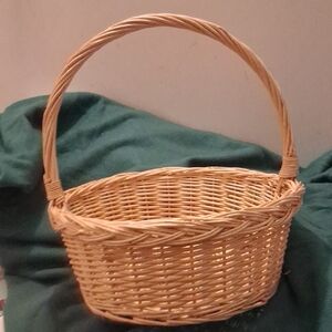 Charming Tan Woven Basket with Handle